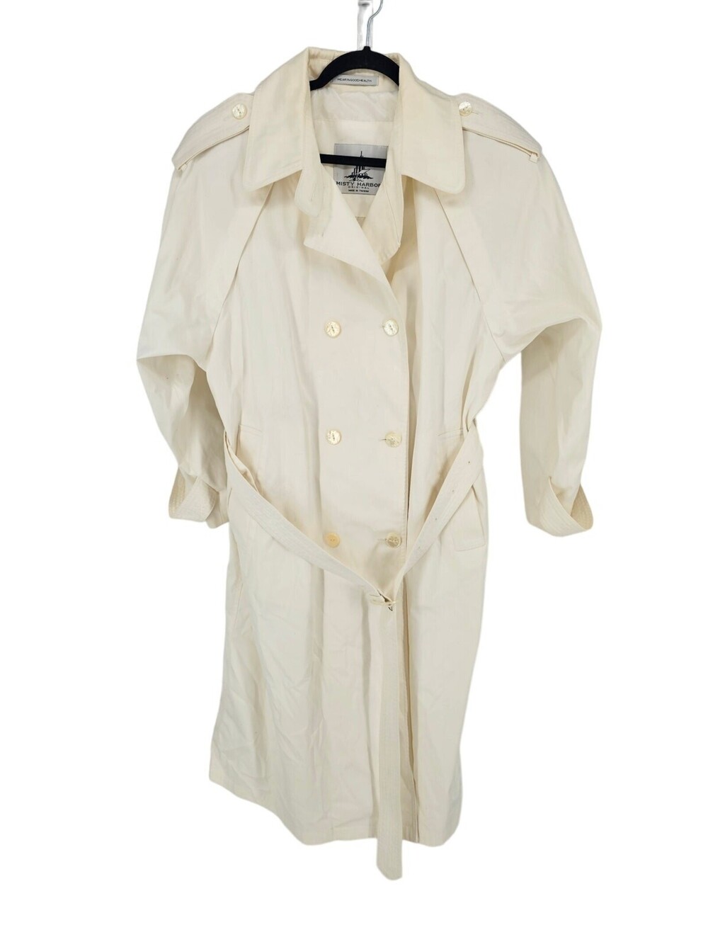Misty Harbor Women's White Long Sleeve Belted Peacoat Size 14P